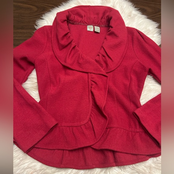 Anthropologie Jackets & Blazers - Anthropologie HWR Red Ruffled Jacket